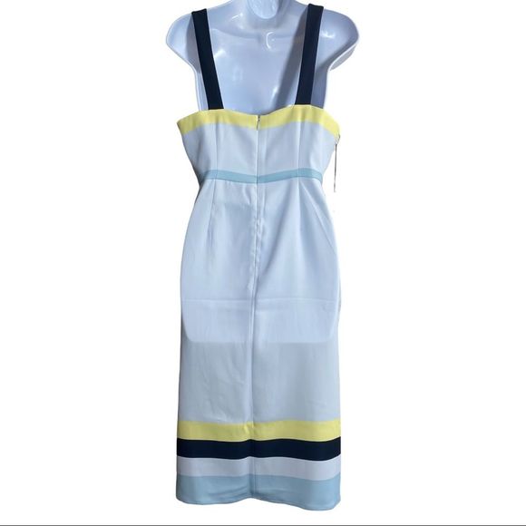 ARITIZIA BABATON 90s Slip Dress Blue Yellow Midi Dress 4 - Picture 7 of 9